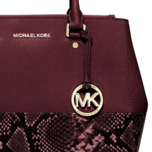 Michael Kors Sutton Colorblock Python Med Satchel - Picture 2 of 6